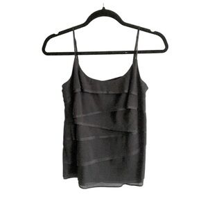 VINCE Sleeveless Blouse Layered Cami Tank Top Black  2